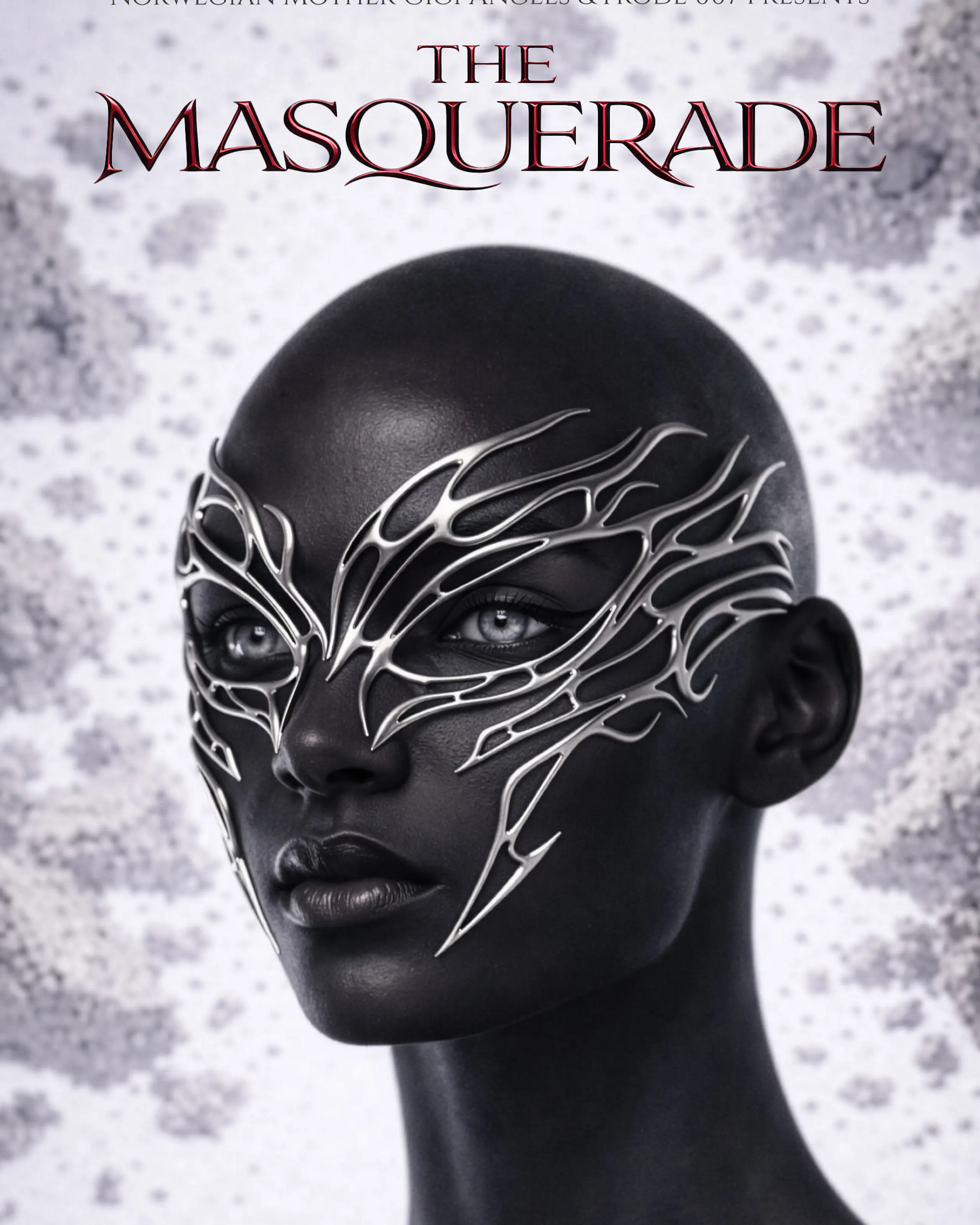 Person med maske og tekst: The Masquerade Kiki ball"