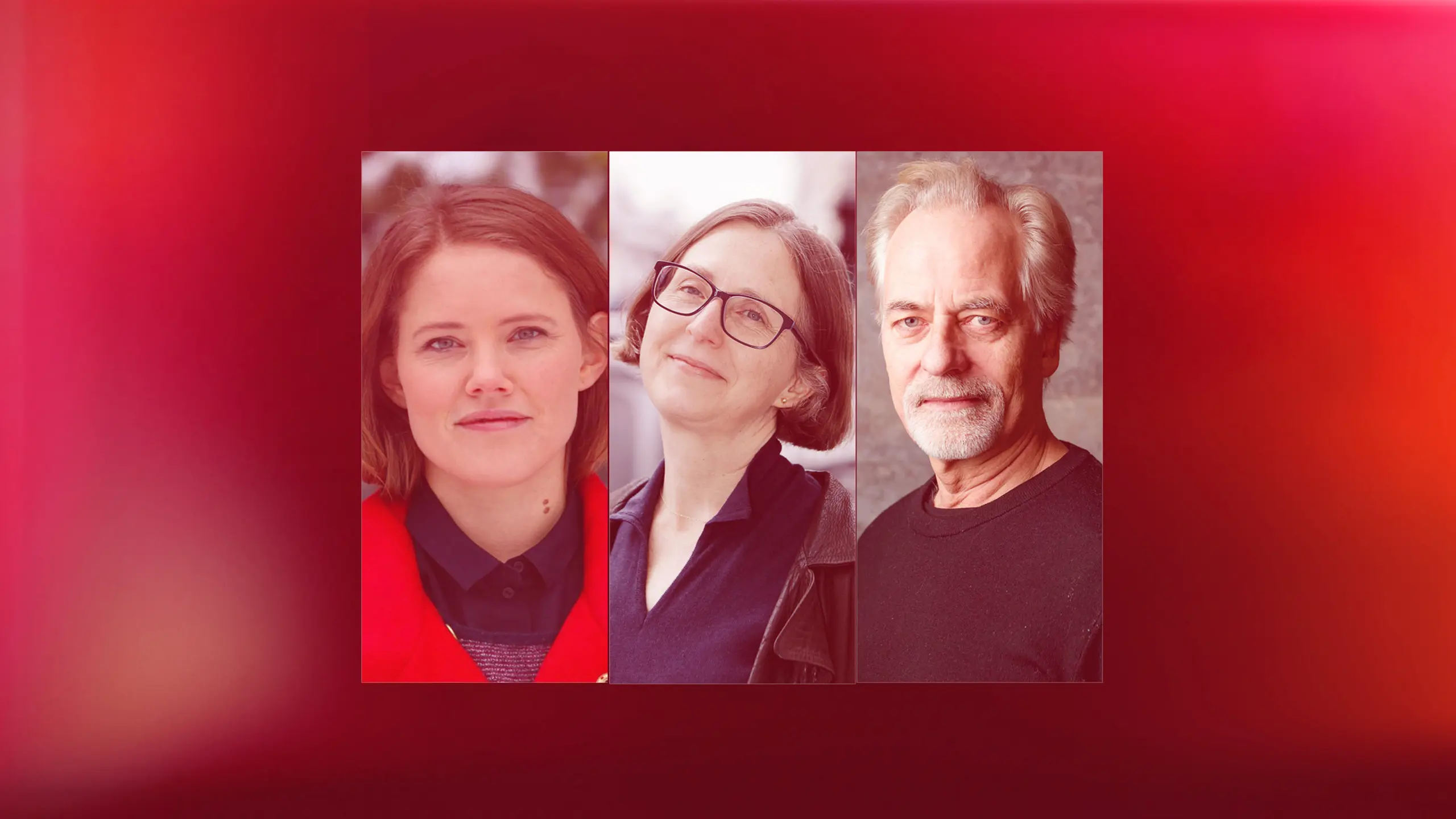 collage med to kvinner og en mann