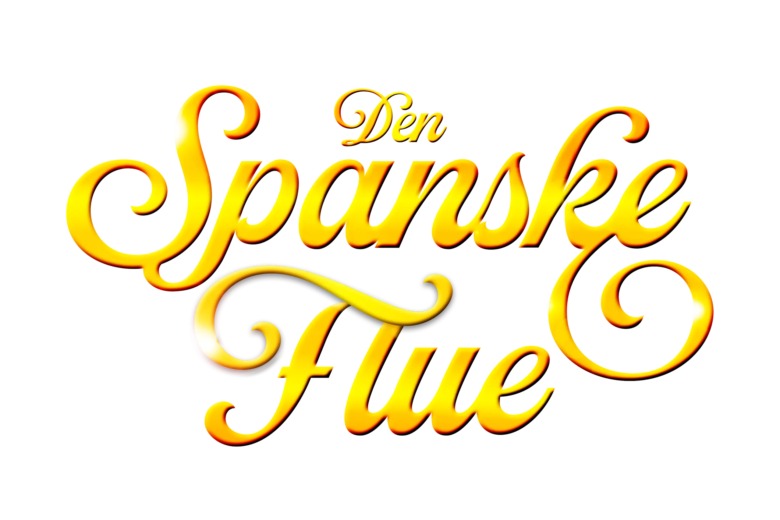 Tekst "Den spanske flue" i gull