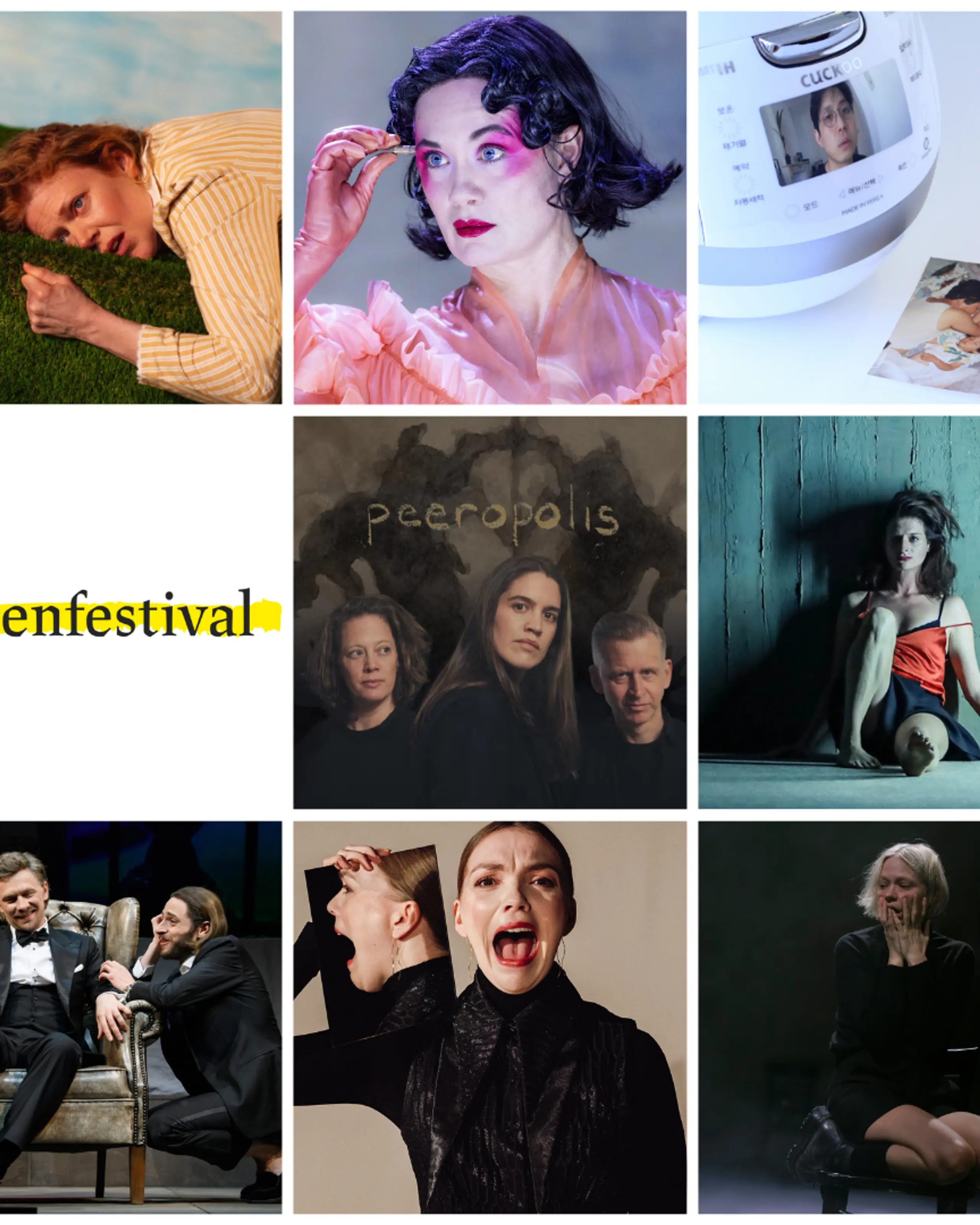 collage med plakatbilder fra ulike ibsenoppsetninger og logoen til Ibsenfestivalen