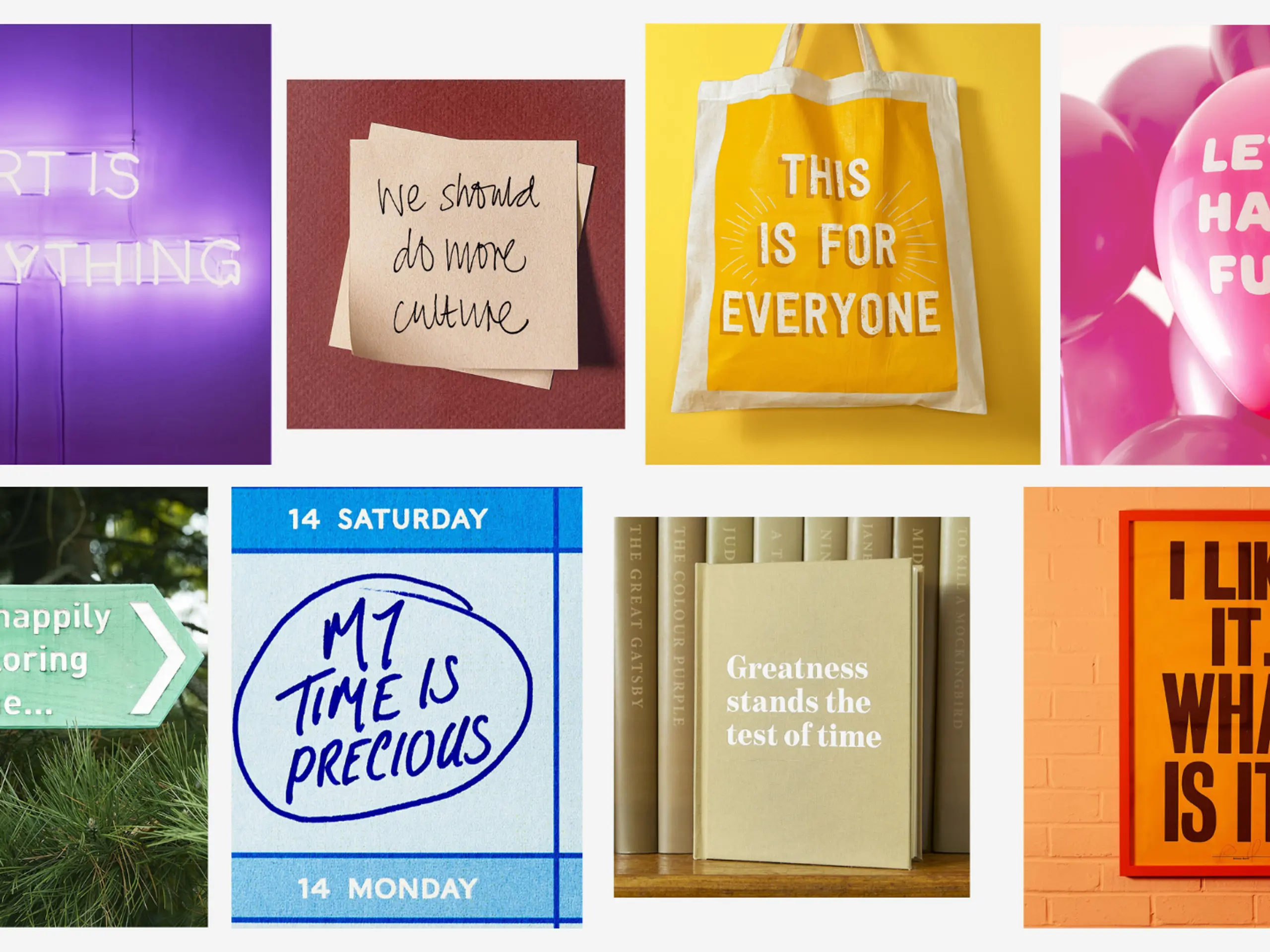 Collage med mottoer for de ulike kultursegmentene