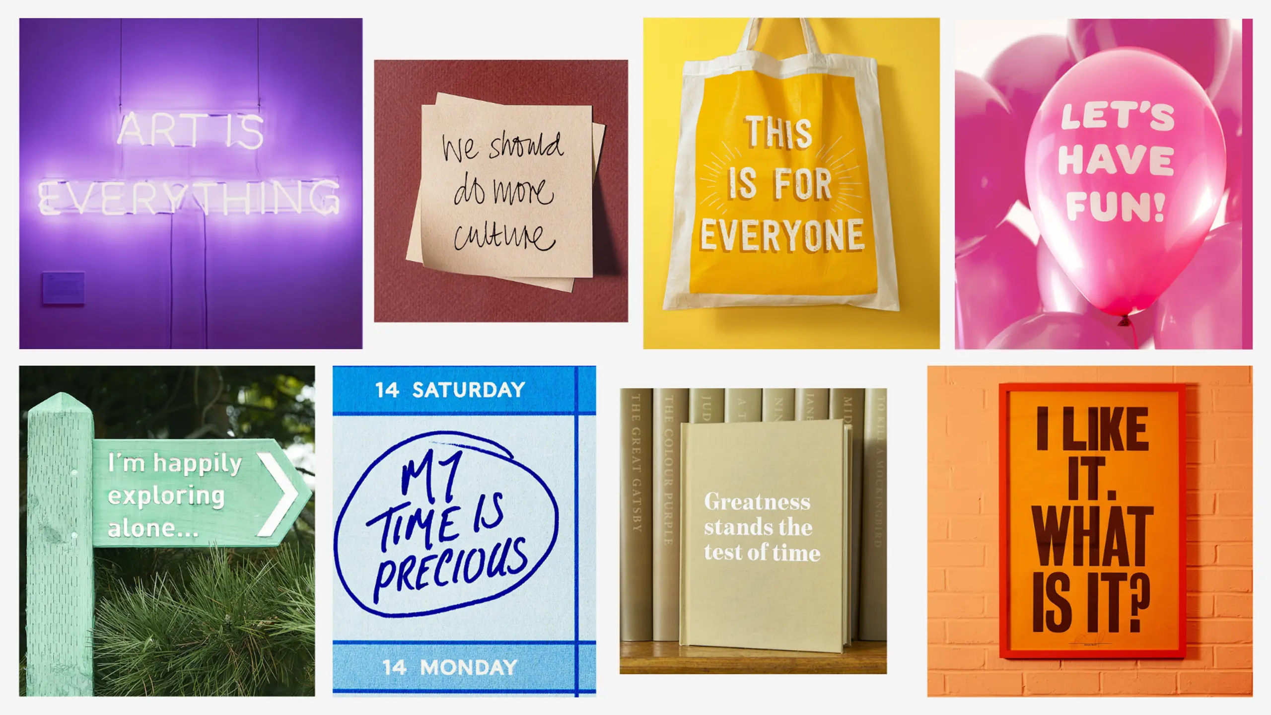 Collage med mottoer for de ulike kultursegmentene