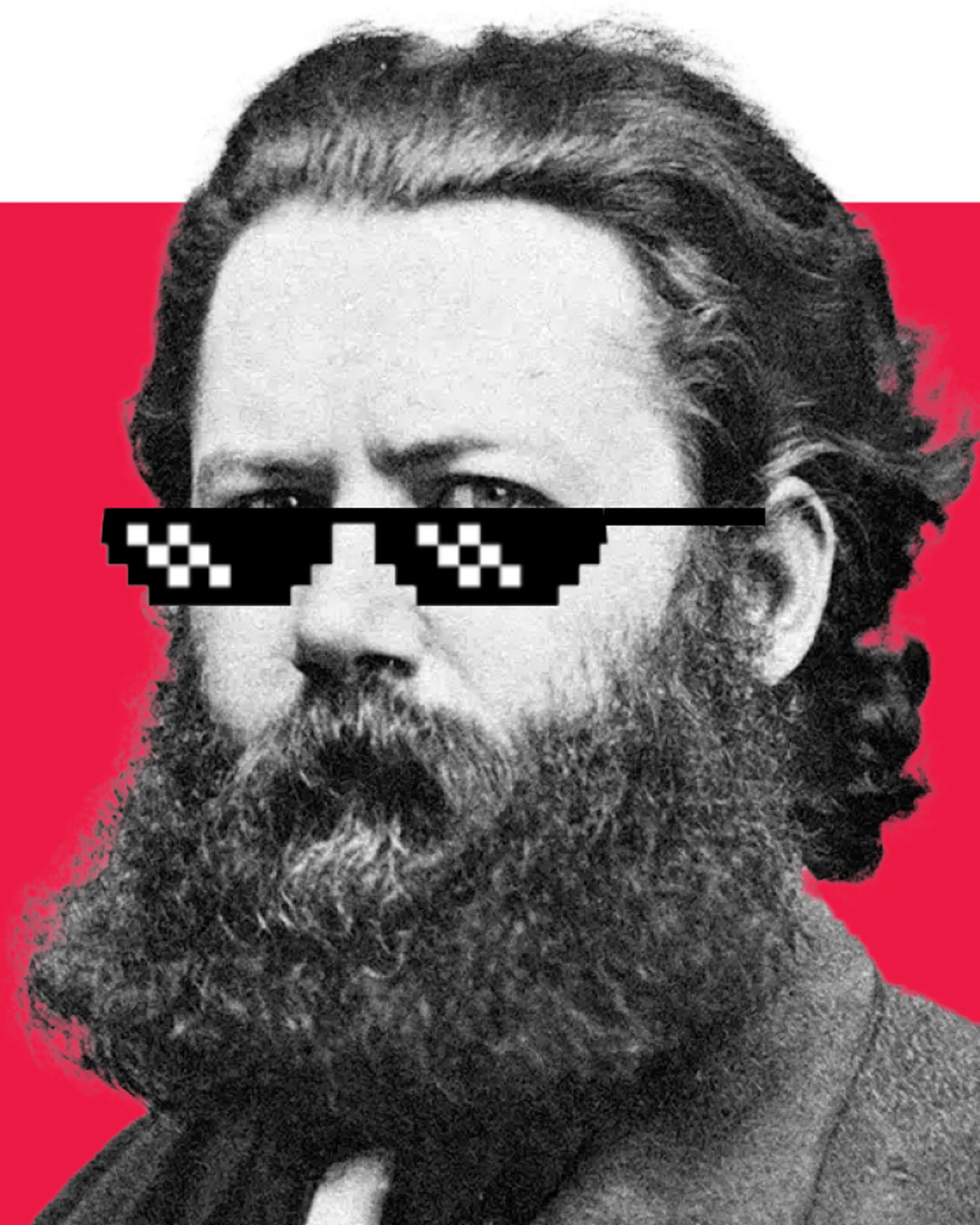 Ung Henrik Ibsen med digitale solbriller og tekst Unge National For deg mellom 15 og 25 år