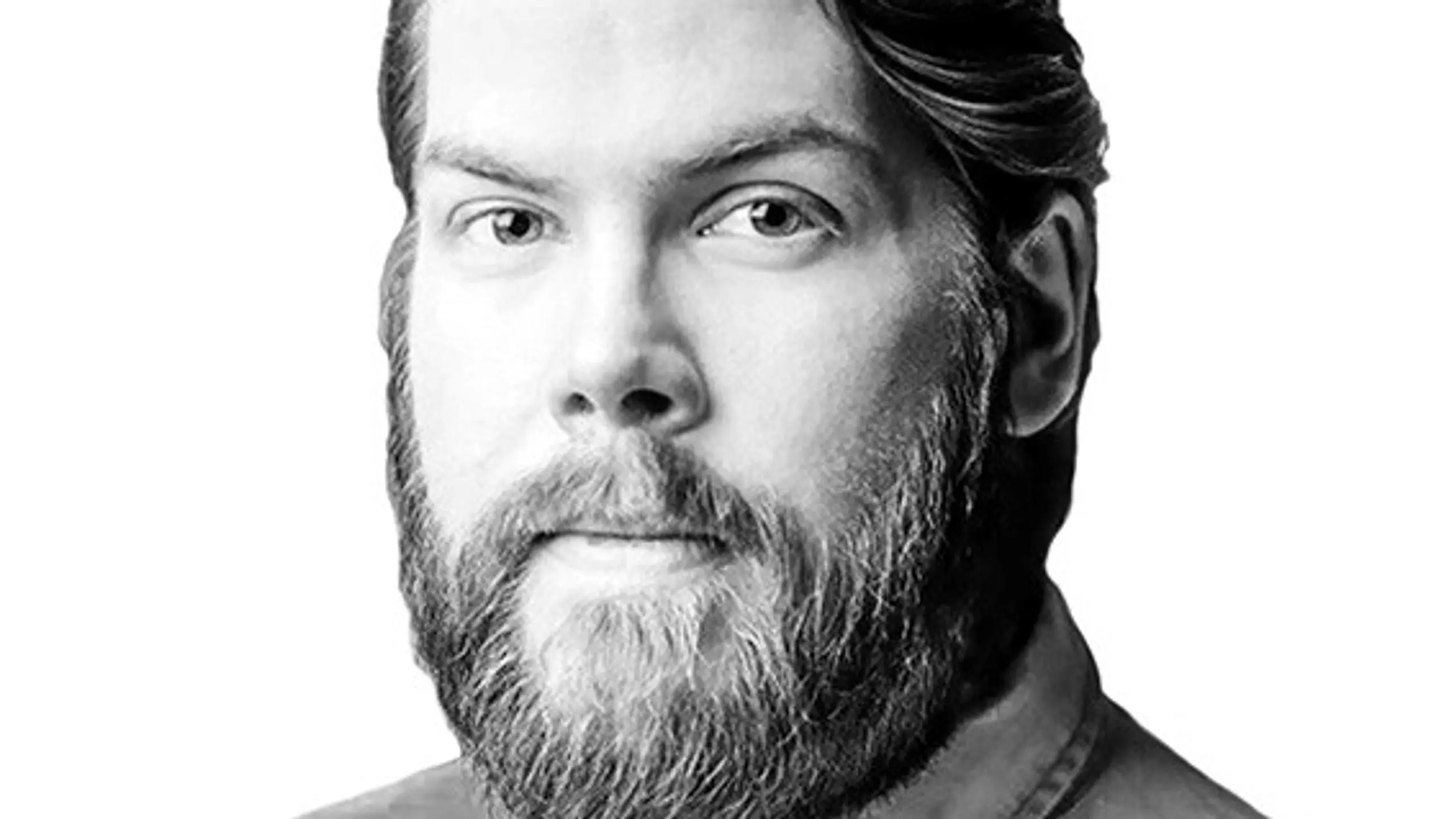 Svart hvitt-portrett av mann