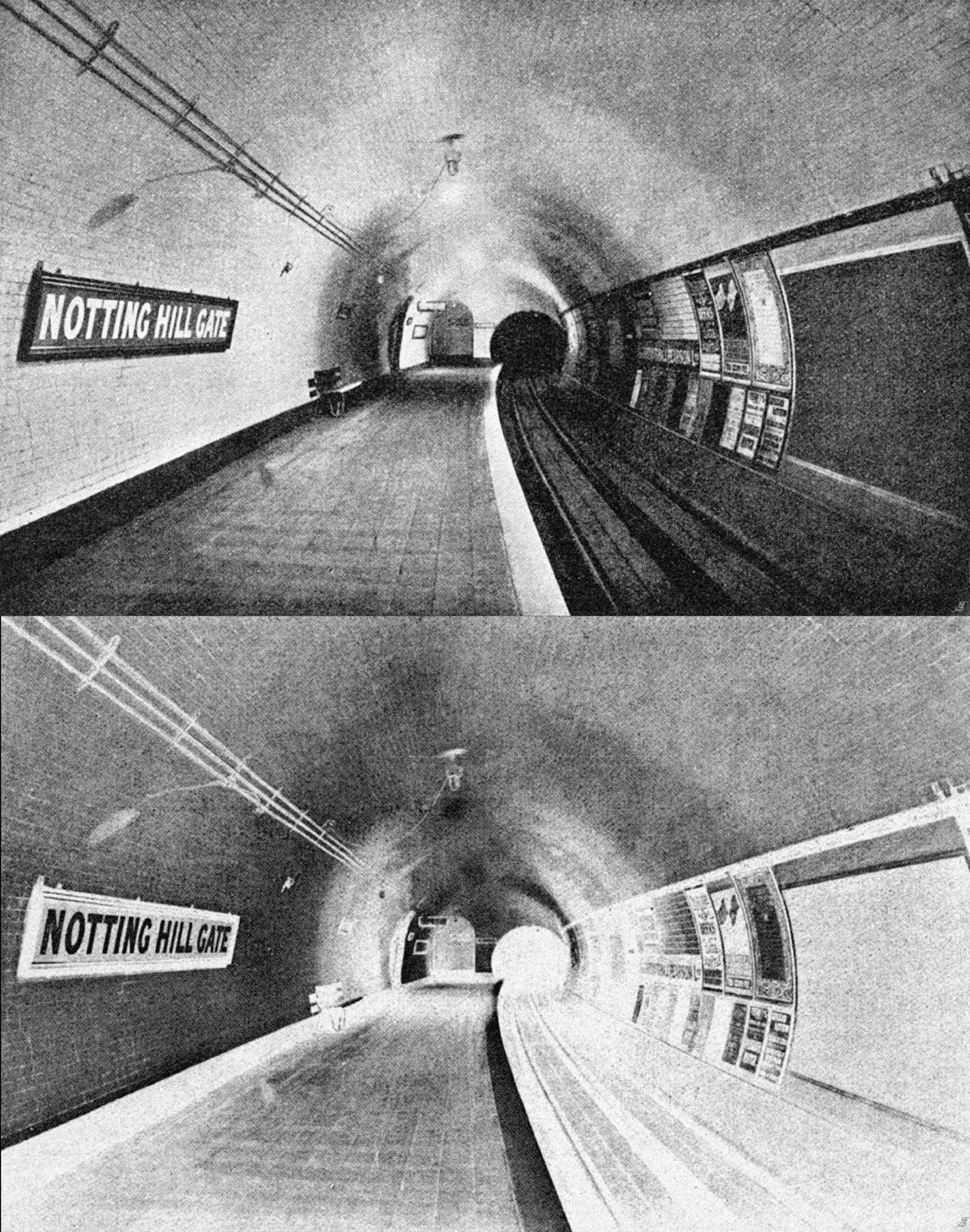 To bilder av undergrunnen i Notting Hill
