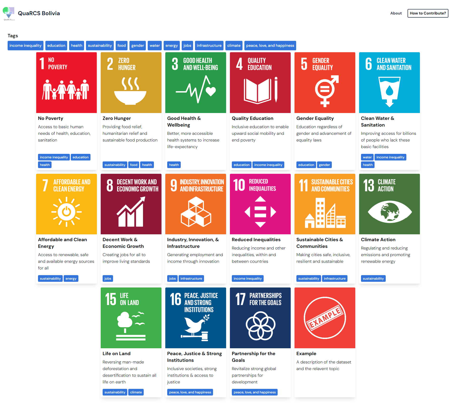 QuaRCs Bolivia SDG platform preview