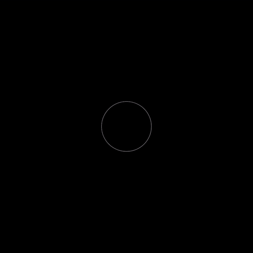 A black square is progressively filled with circles, branching out from a center one.