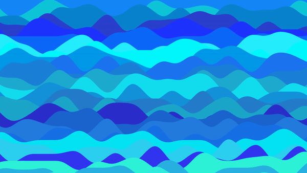 A 2D GIF showing rolling waves in different layers. Each layer is a different layer of blue.