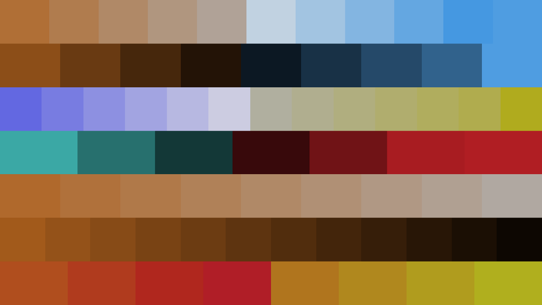 A grid of related colors acting like a color theory chart