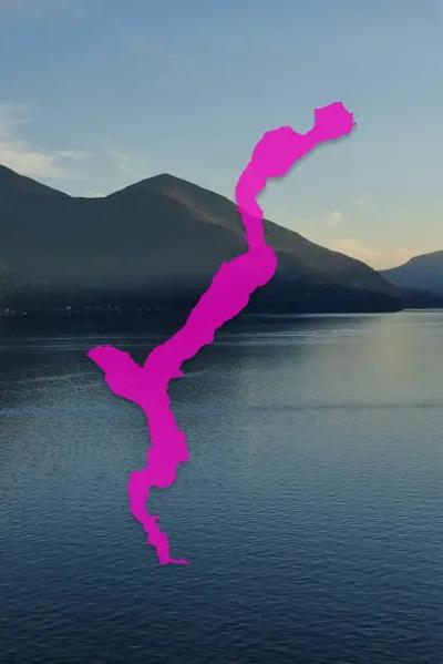 Lake Maggiore with the Shape of the Lake Superimposed