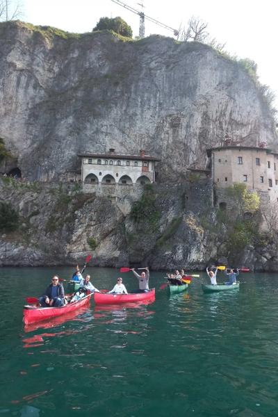 Canadian Canoe Exploration in front of Santa Caterina del Sasso