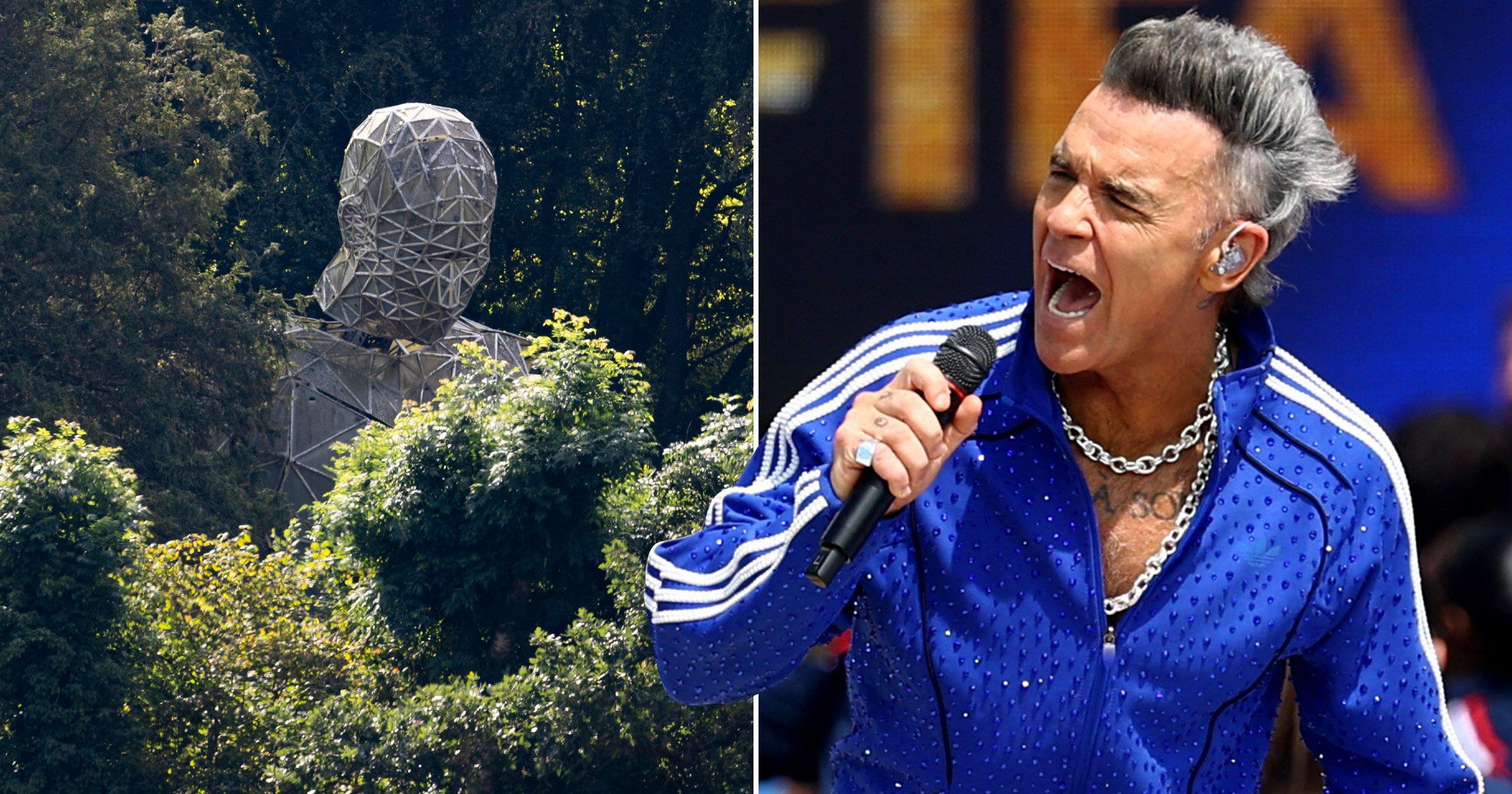 Robbie Williams terrifies locals with 60ft robot statue in garden