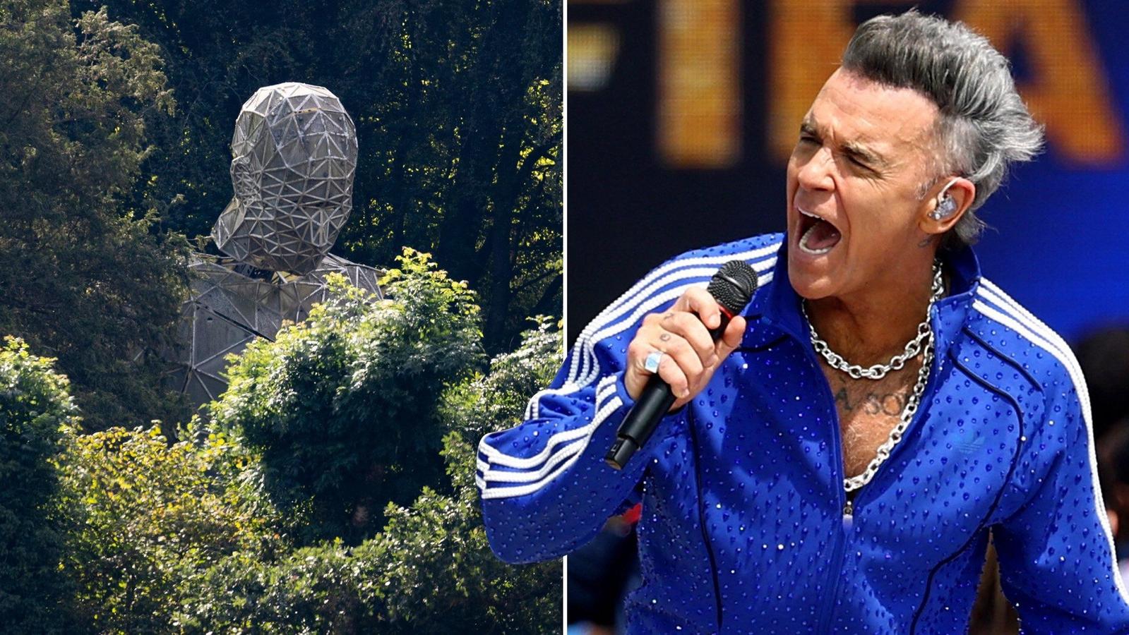 Robbie Williams terrifies locals with 60ft robot statue in garden — News news on dripviewz