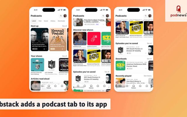 Substack adds a podcast tab to its app