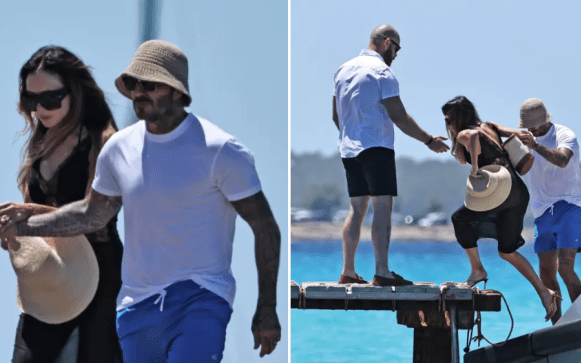 Victoria Beckham expertly avoids dangerous slip climbing Ibiza rocks in heels — News story on dripviewz