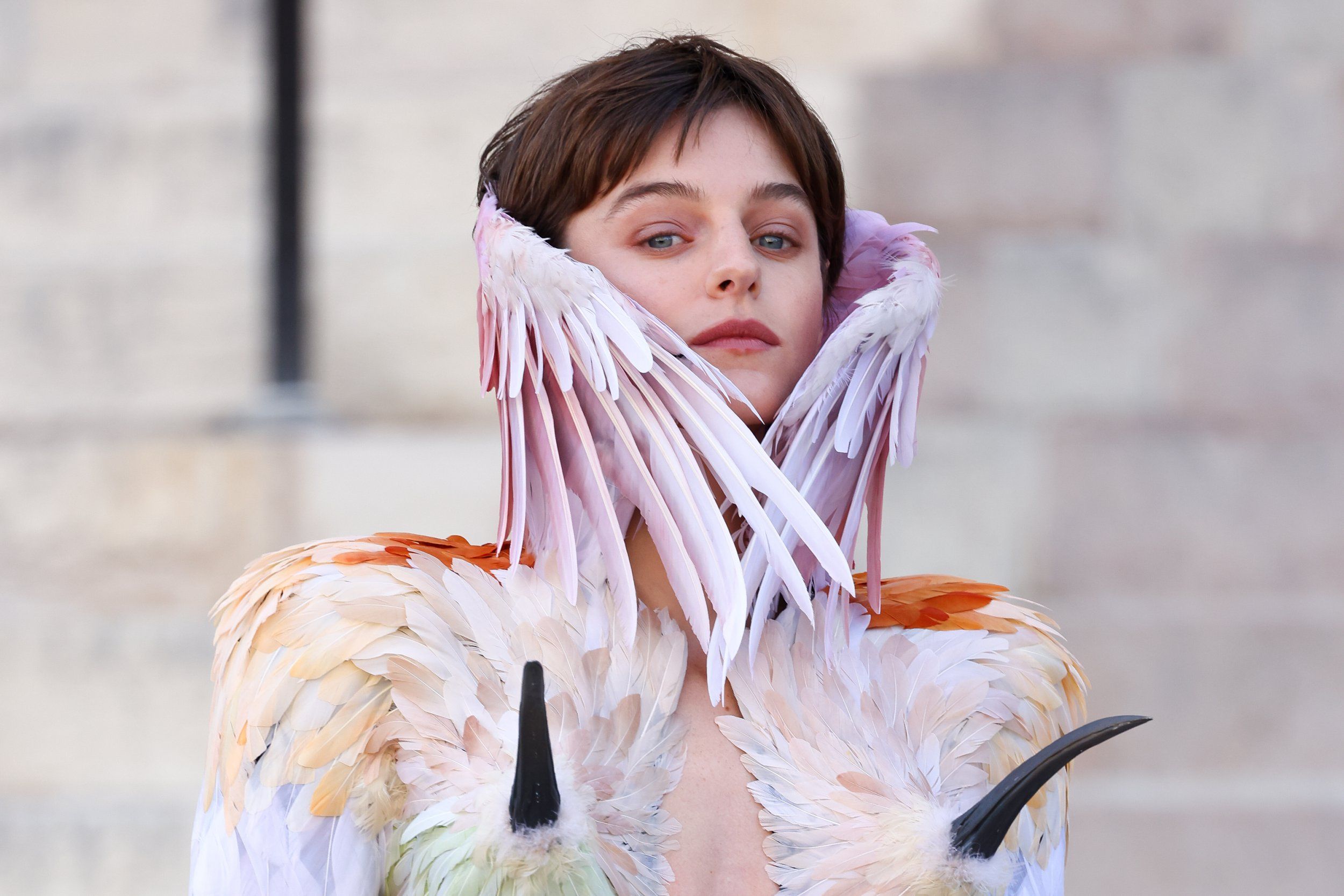 Emma Corrin's long and horny nipples take over fashion week