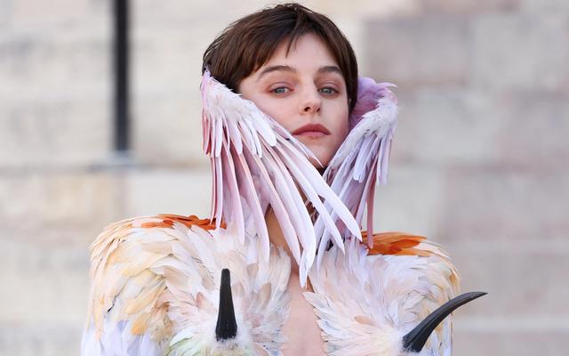 Emma Corrin's long and horny nipples take over fashion week