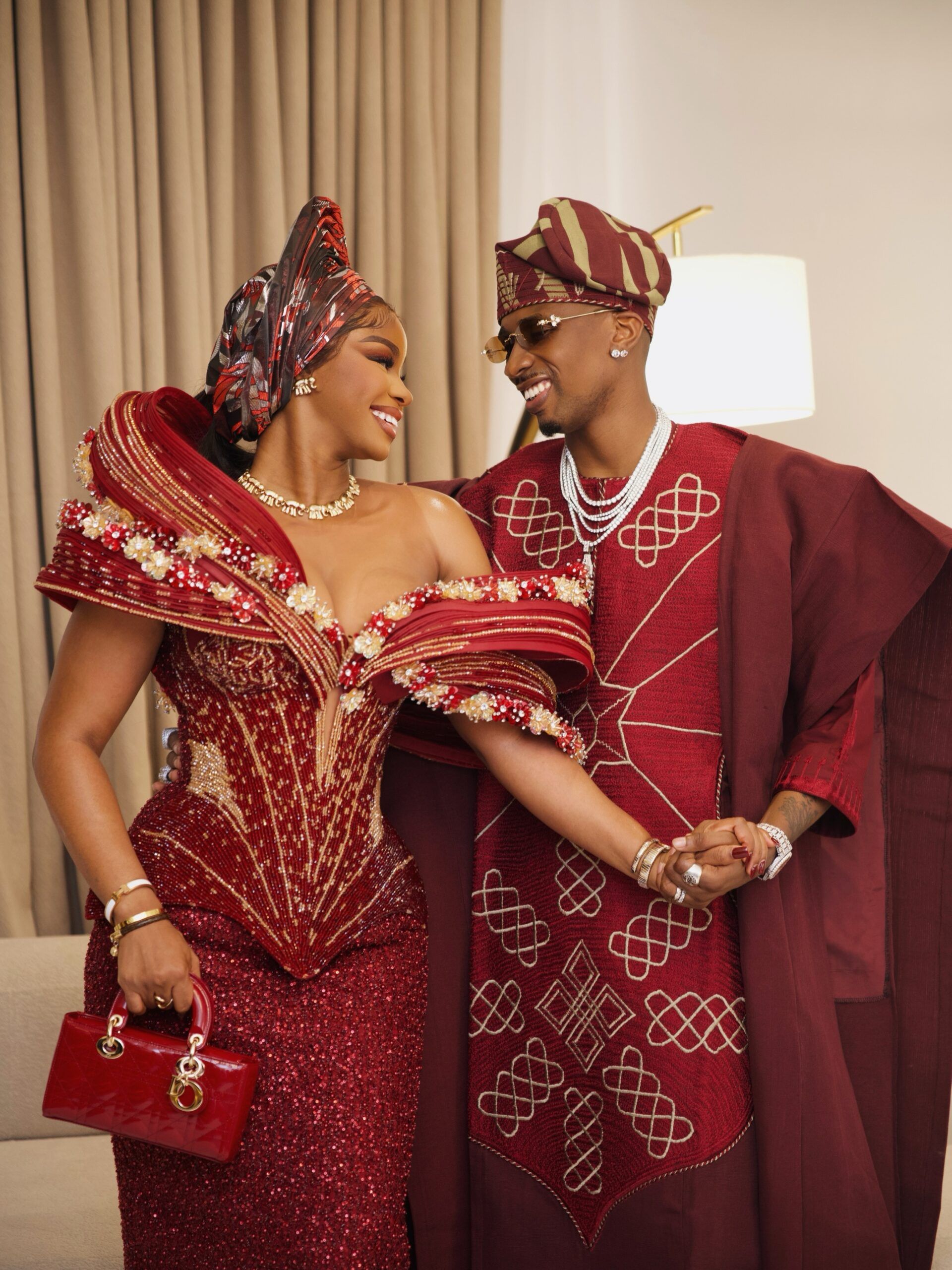 Priscilla Ojo & Juma Jux Just Served the Sweetest Matching Traditional Wedding Looks