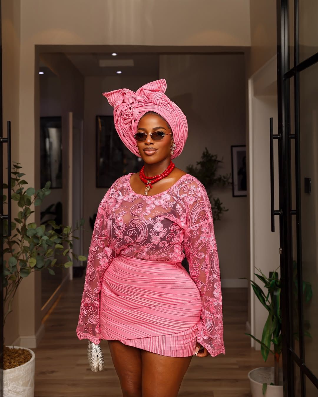 Hilda Baci's Pink Bùbá and Mini Skirt Look Is Your Next Owambe Inspo