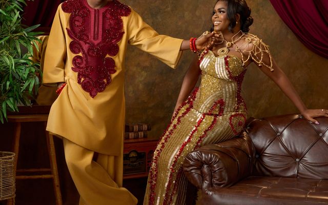 Peller & Jarvis Served Gold, Crimson & Velvet Royalty at Their Traditional Wedding Reception