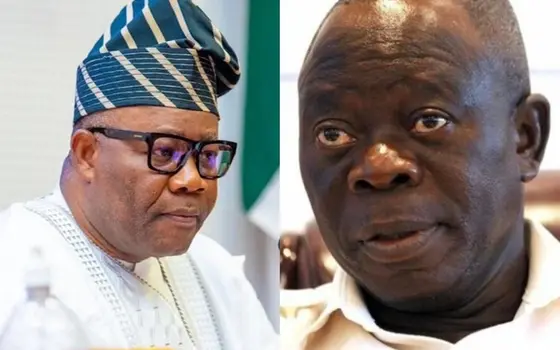 Video: Akpabio teases Oshiomhole over viral 'private jet leg massage' video