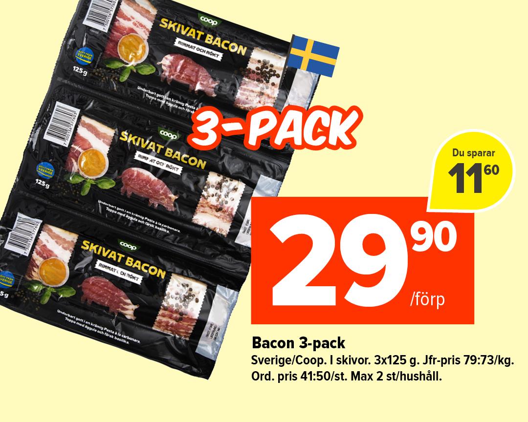 Bacon 3-pack 29:90/st