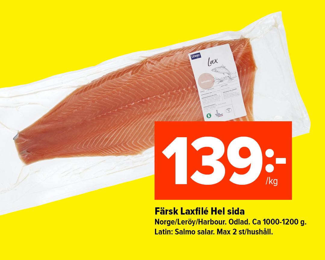 Färsk Laxfilé Hel sida 139:-/kg