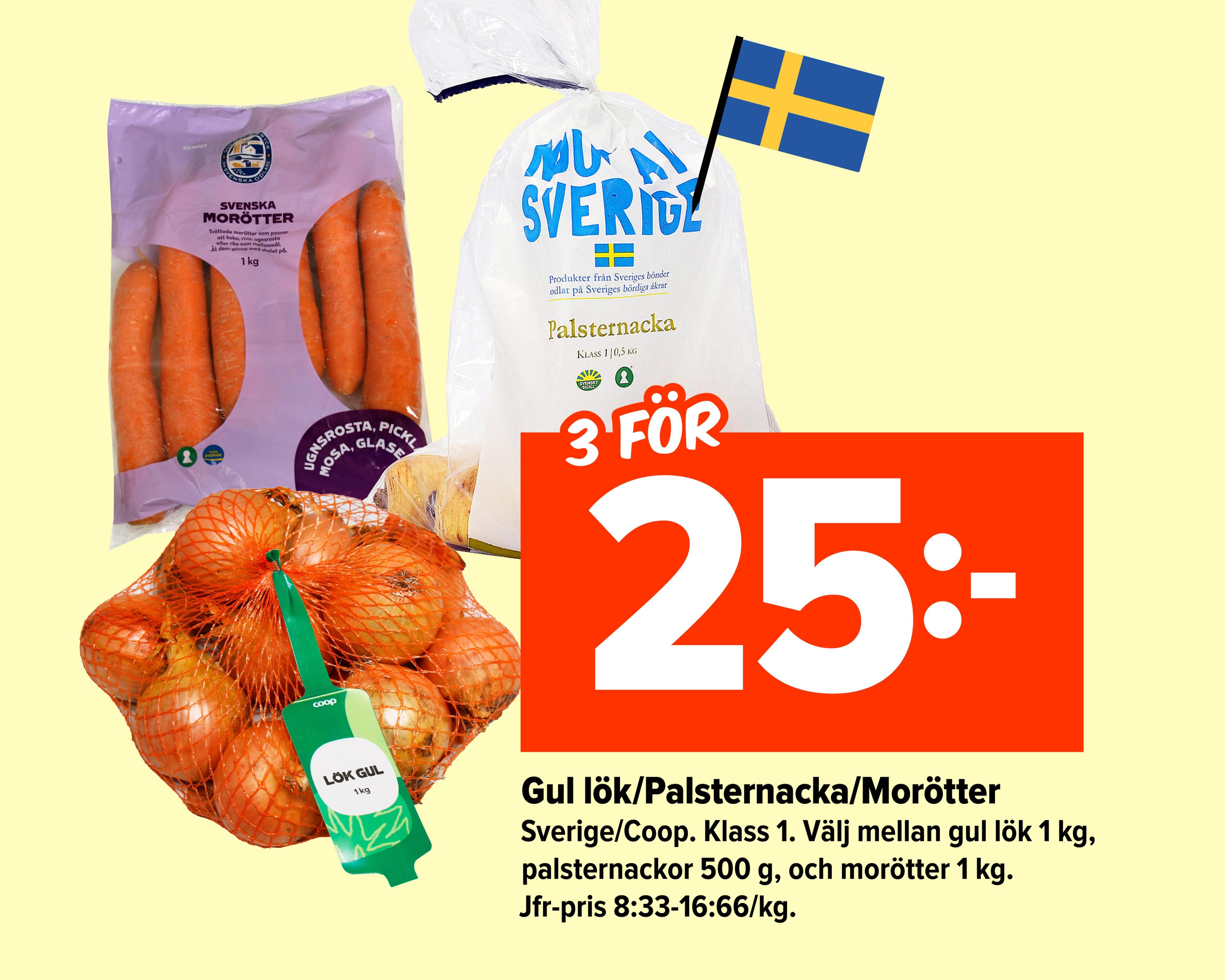 Gul lök/Palsternacka/Morötter
