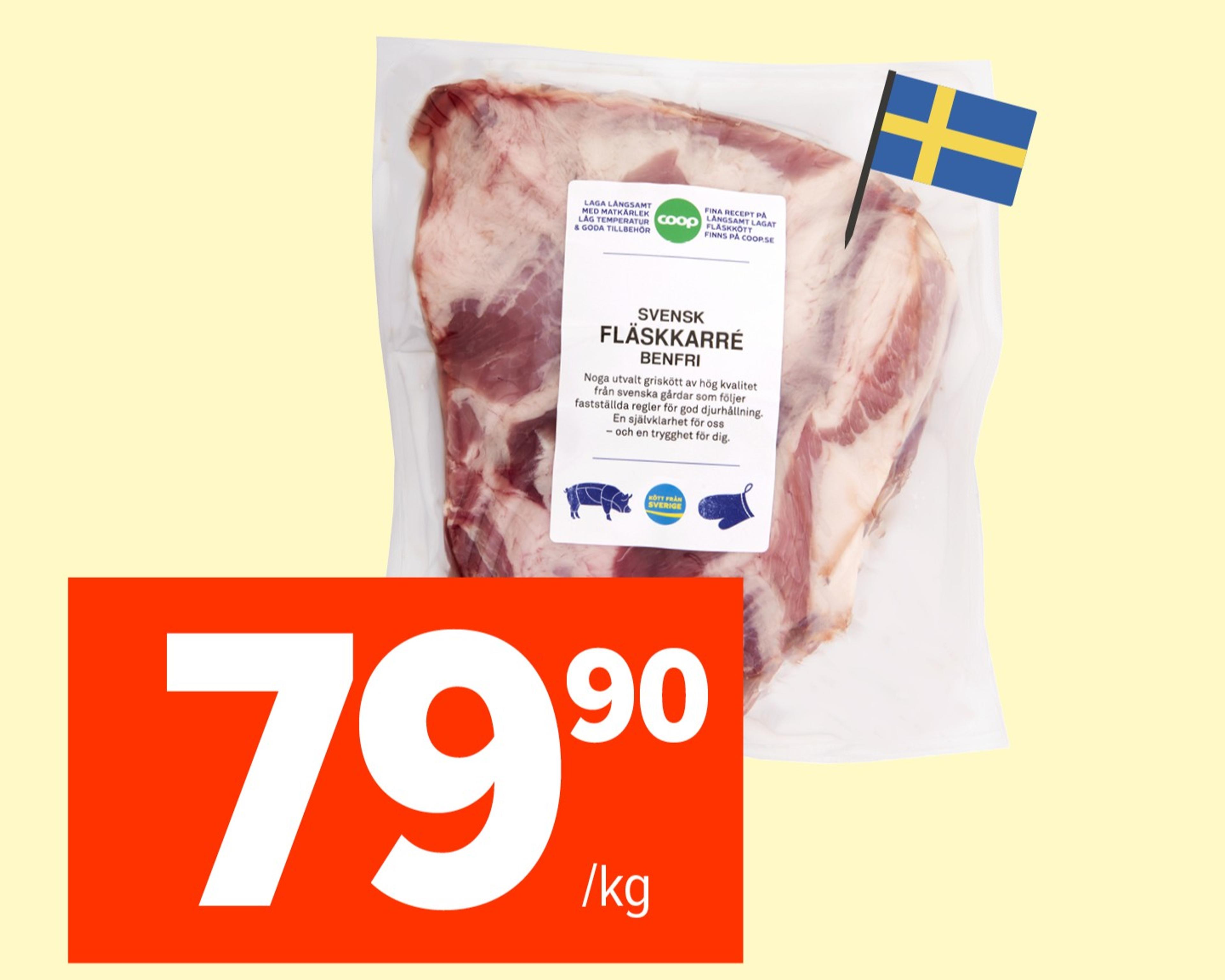 Fläskkarre, 79,90 kronor per kilogramm
