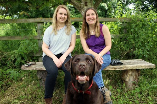 Bertie, the Labrador retriever with his owner and borrower