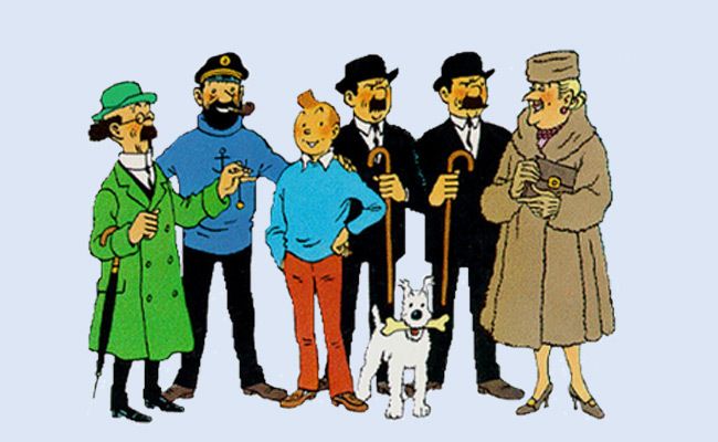 The adventures Tintin and his sidekick Snowy