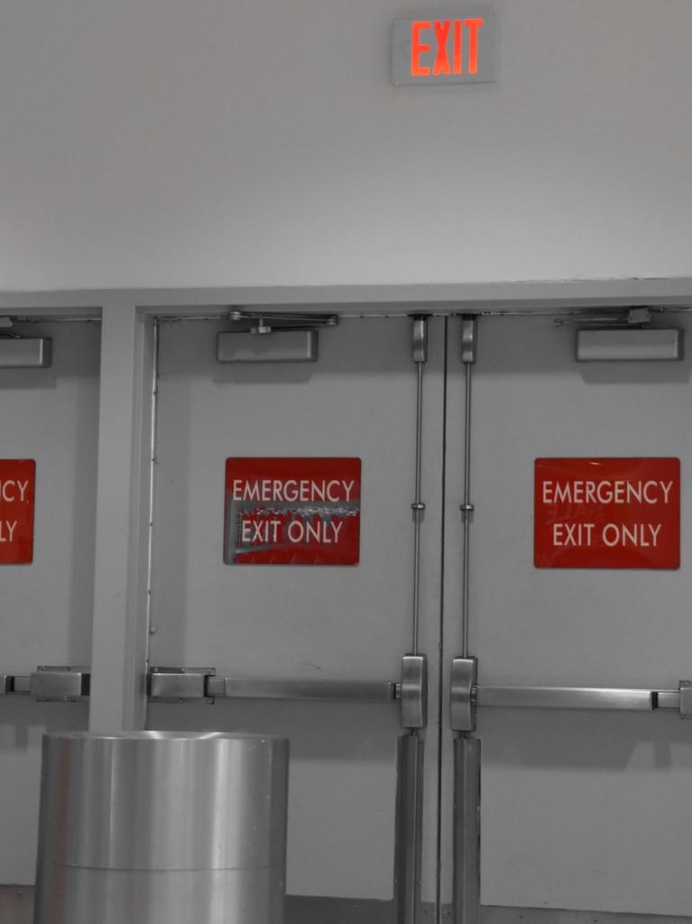 Emergency exit doors for alarms
