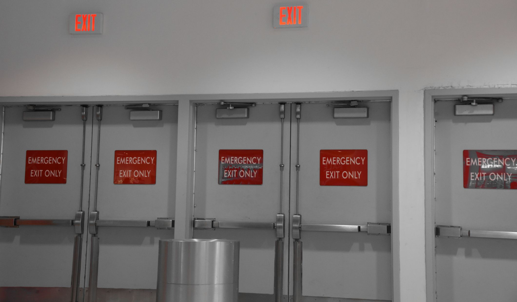 Emergency exit doors for alarms