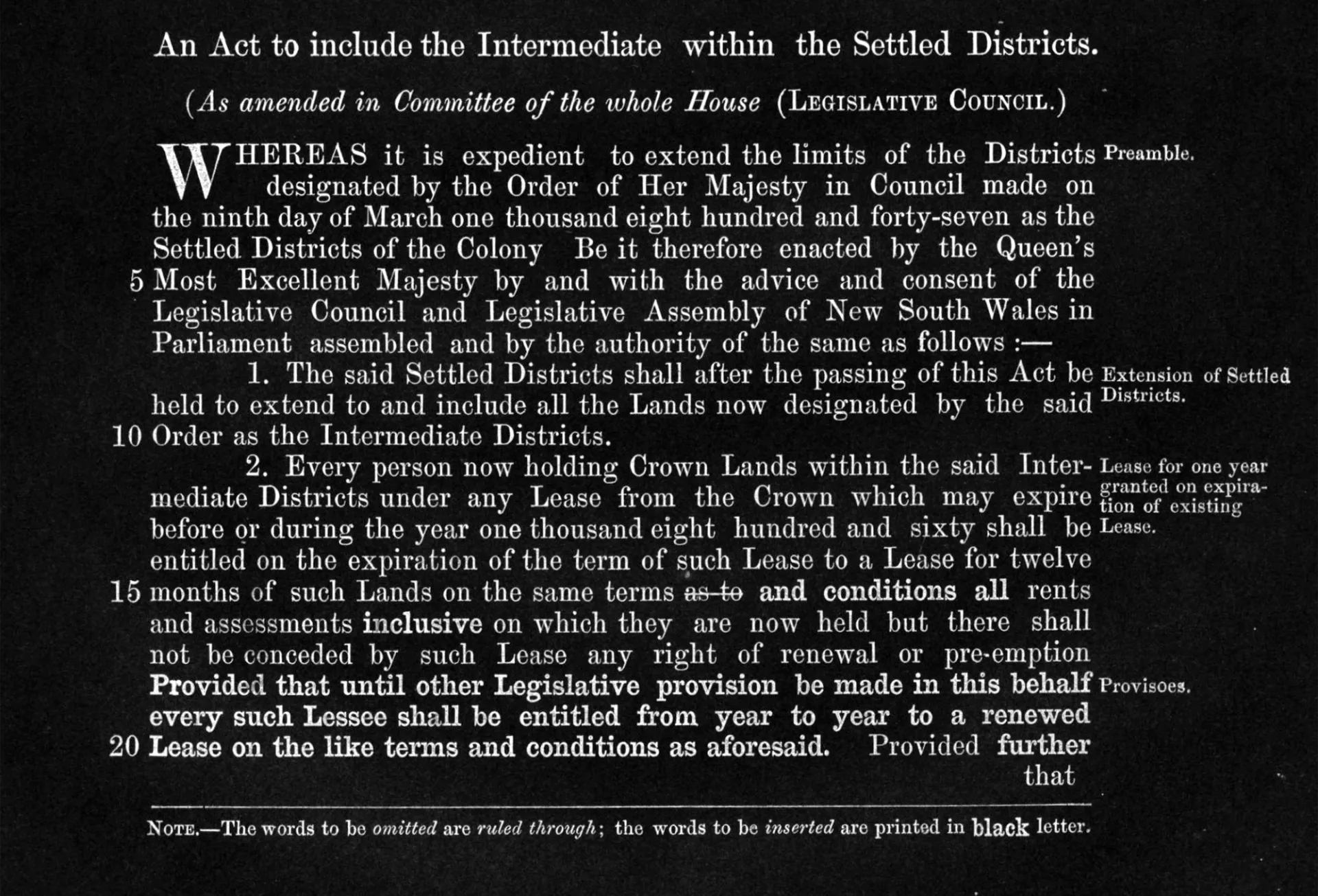 Crown Lands Temporary Regulation Bill 1859.