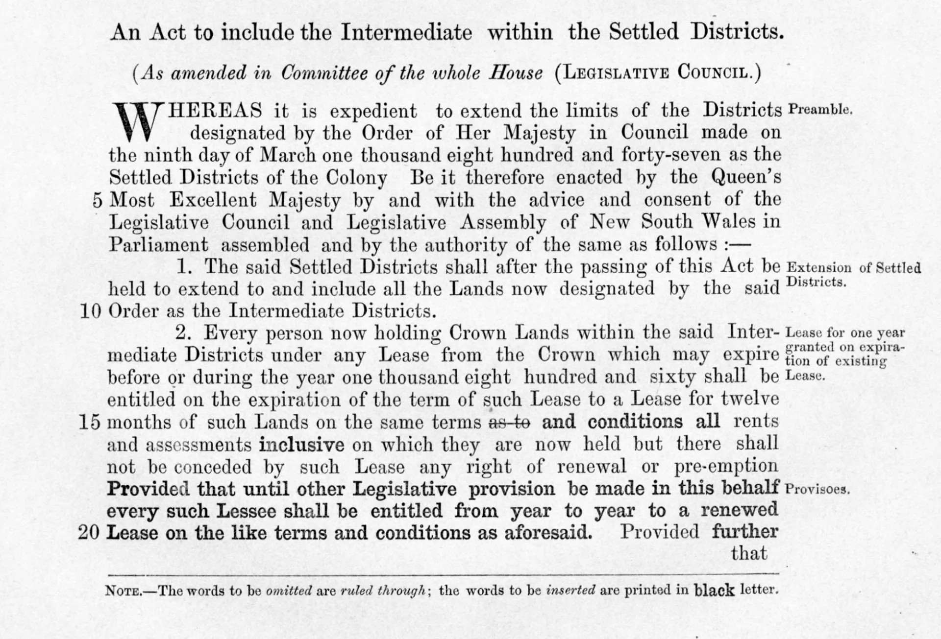 Crown Lands Temporary Regulation Bill 1859.