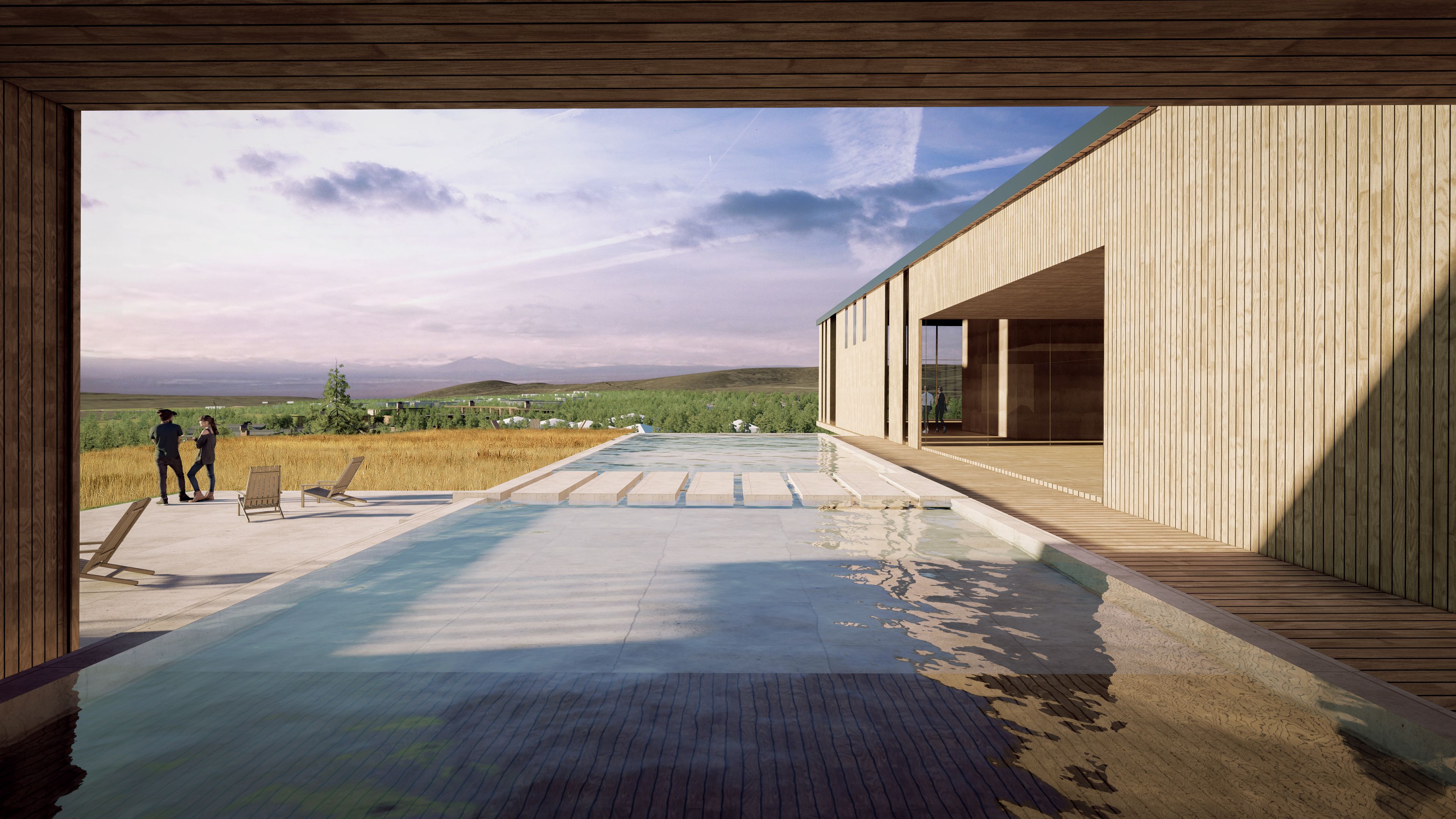 An artistic rendering of the pool at the in-development Thornburgh Ranch.