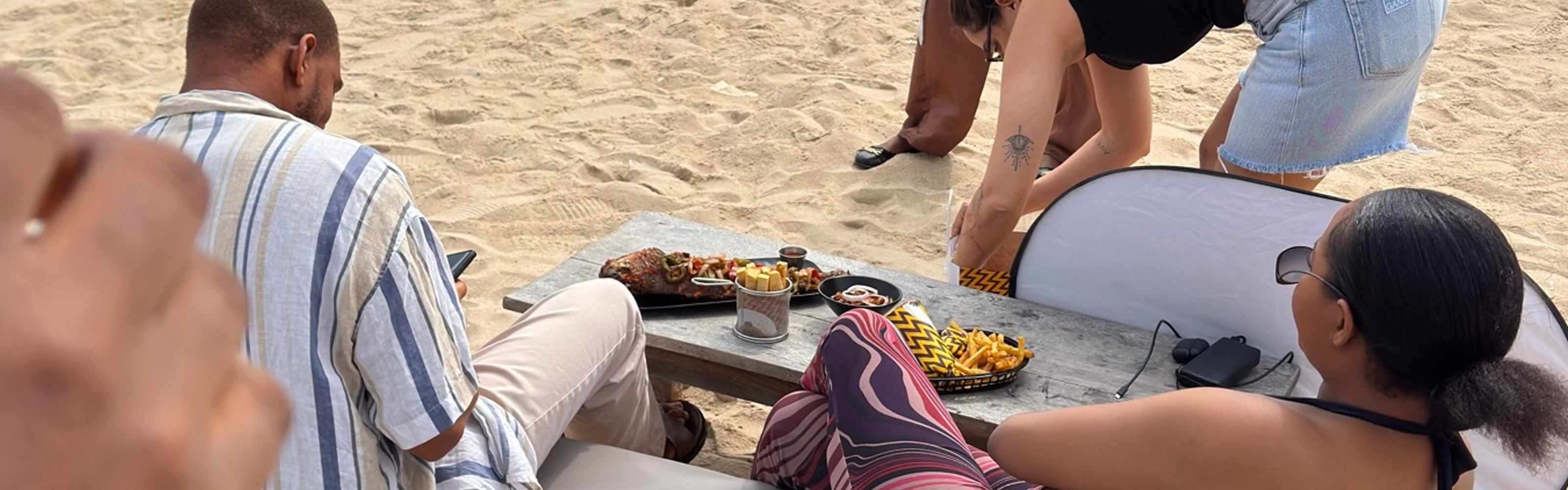 Behind the scenes shot from Onzgo's SOL Beach campaign, photography by Efem Studios