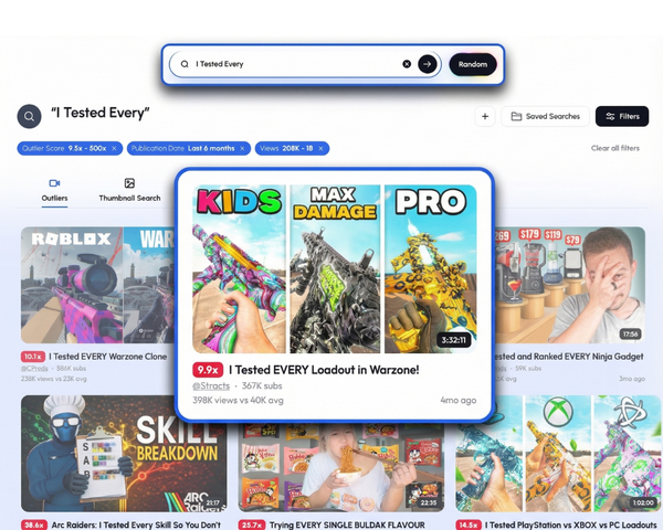 YouTube Outlier Finder
