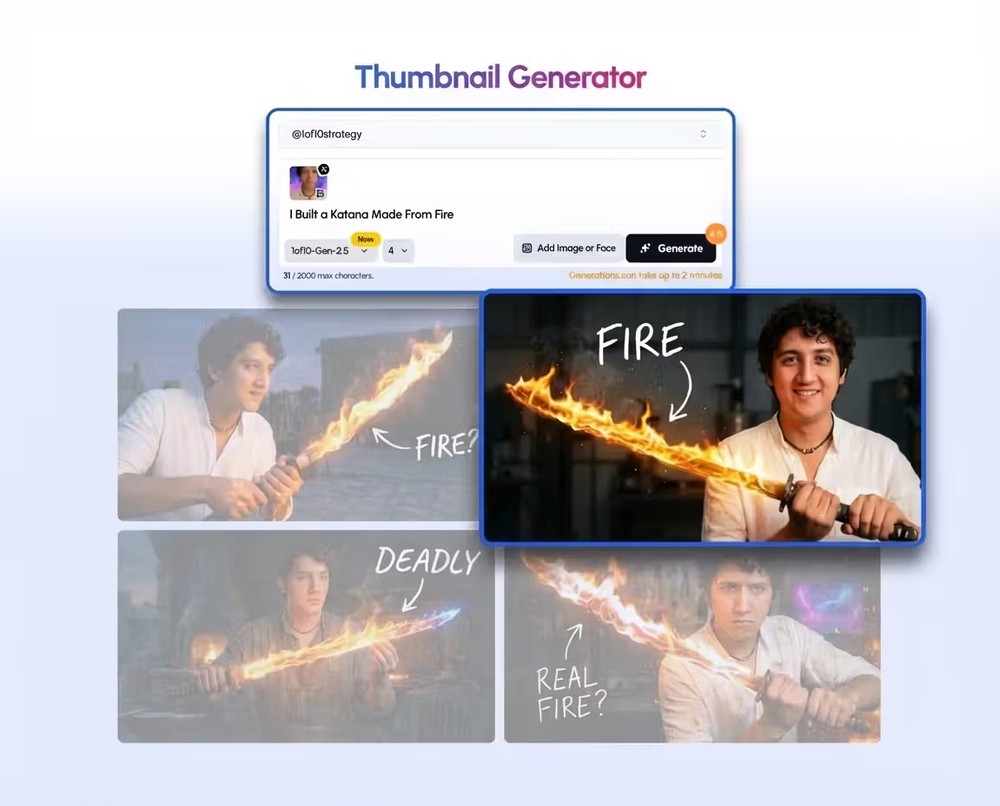 AI YouTube Thumbnail Generator, Generate Click-Worthy Thumbnails in 30 Seconds | 1of10