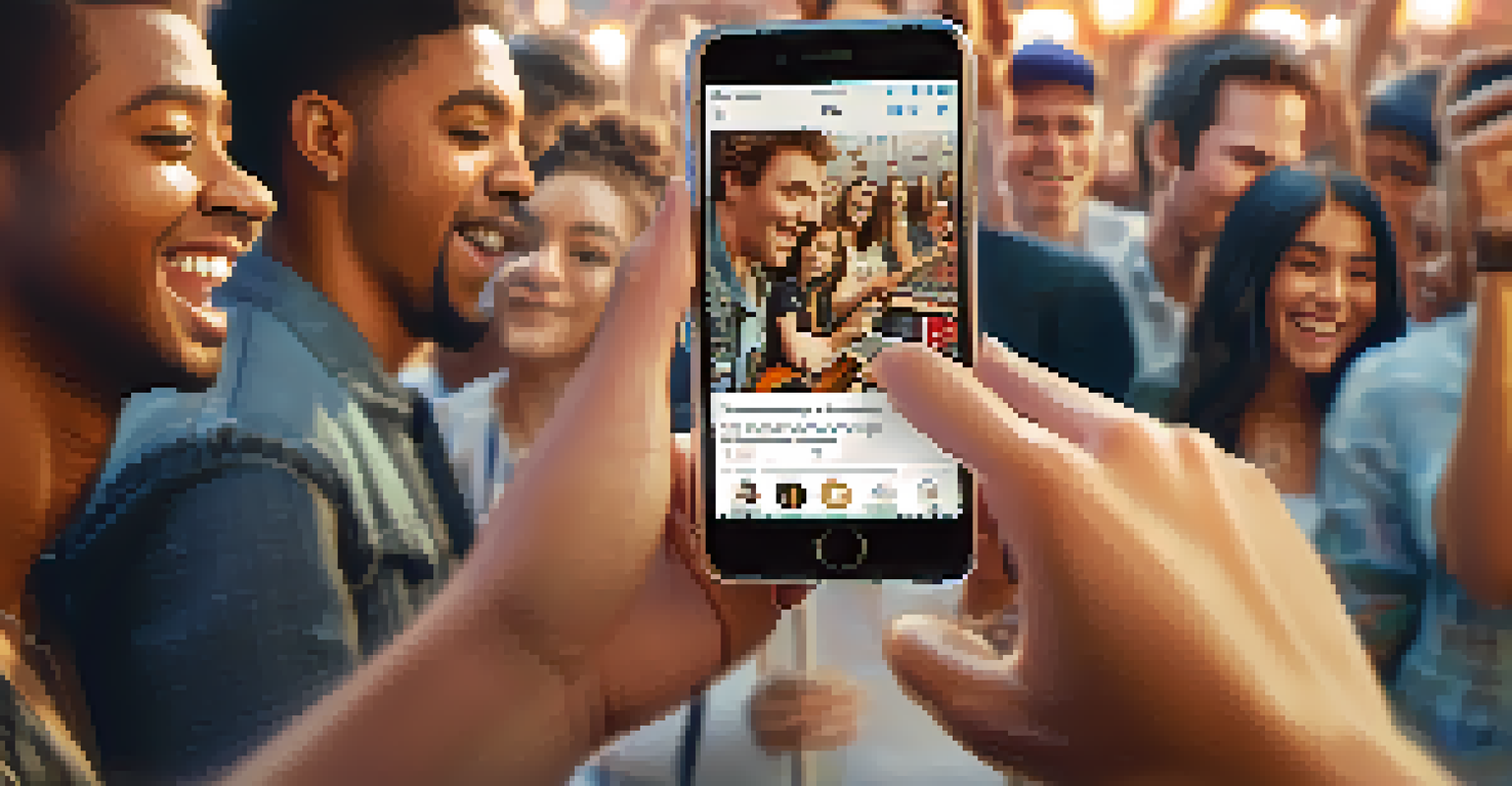 A smartphone screen showing social media engagement metrics for a new music release, with a musician celebrating in the background.