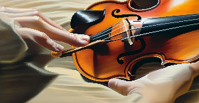 A close-up of a violinist's left hand demonstrating the vibrato technique on a violin, with soft lighting and a blurred background.