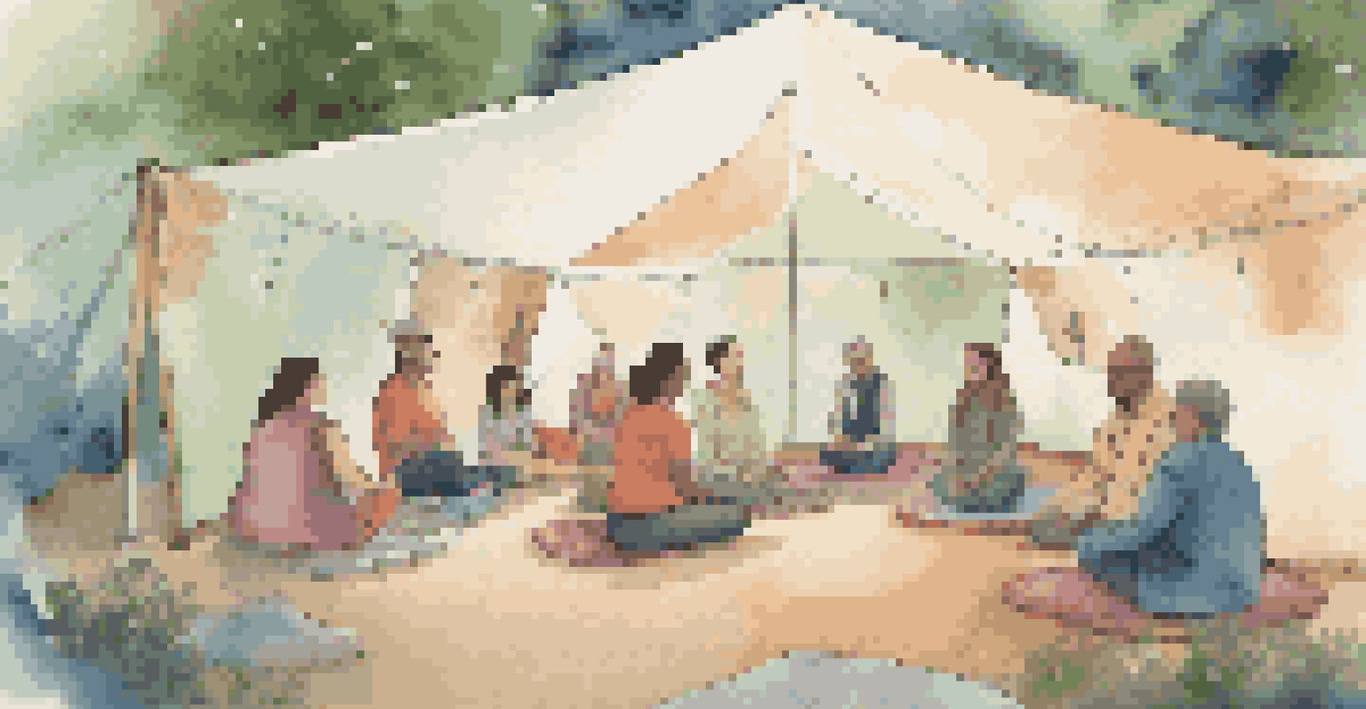 A peaceful tent at a music festival focused on mental wellness, with individuals participating in mindfulness practices and group discussions.
