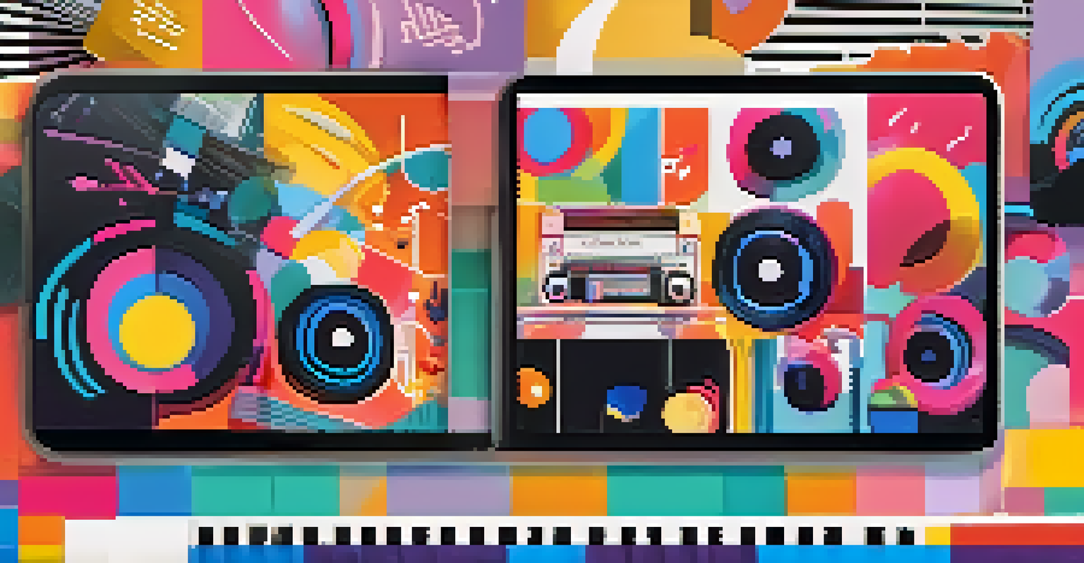 A smartphone displaying a vibrant social media campaign for a music artist, with engaging video content.