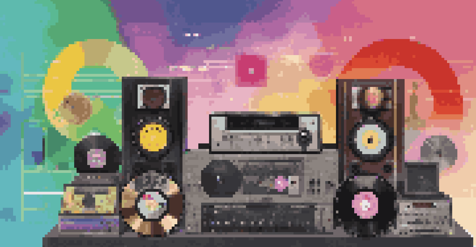A colorful digital collage illustrating the evolution of music distribution with streaming platforms and concert imagery.