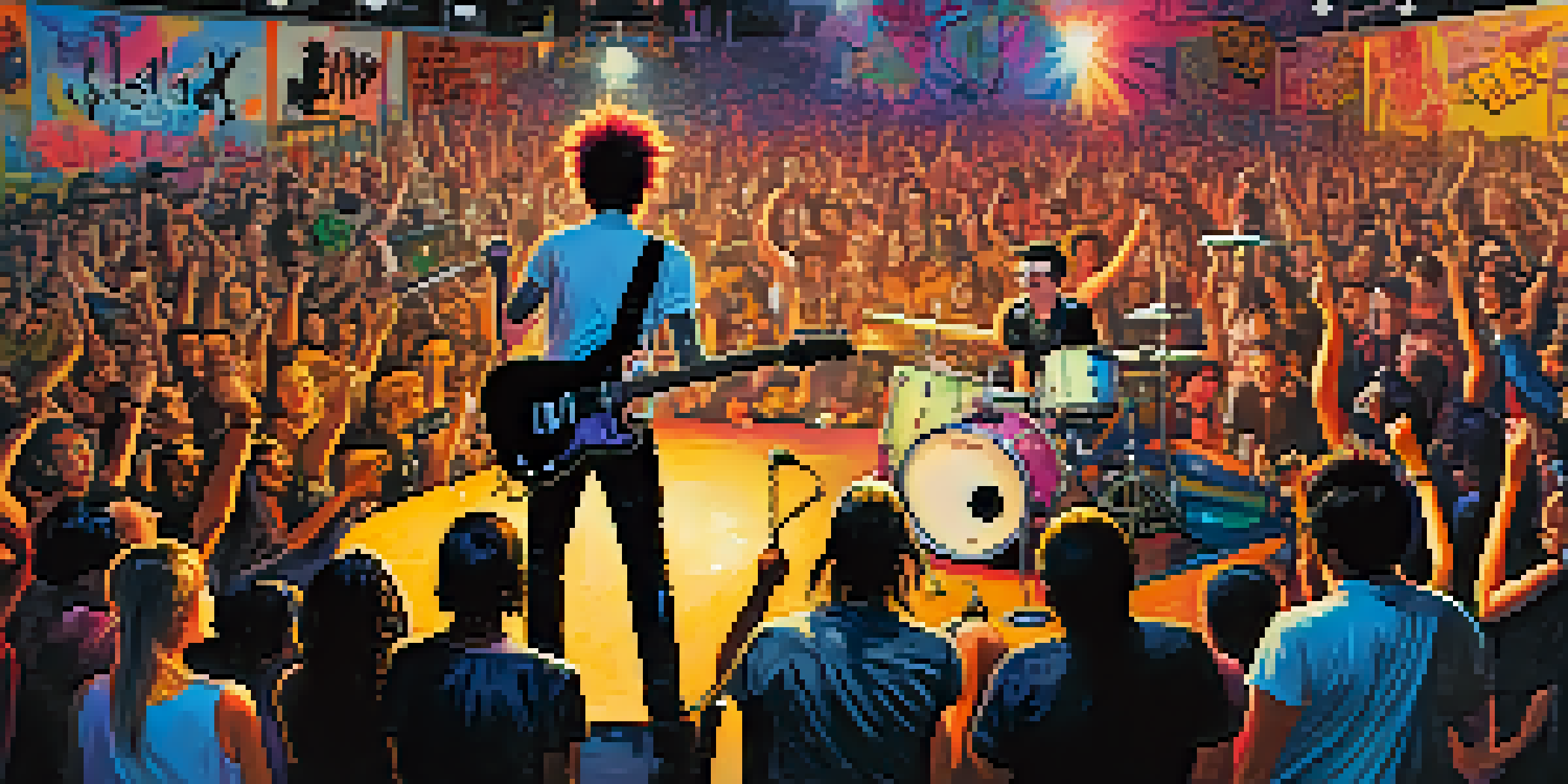 A lively punk rock concert with a diverse crowd and a vibrant stage, capturing the spirit of punk culture.