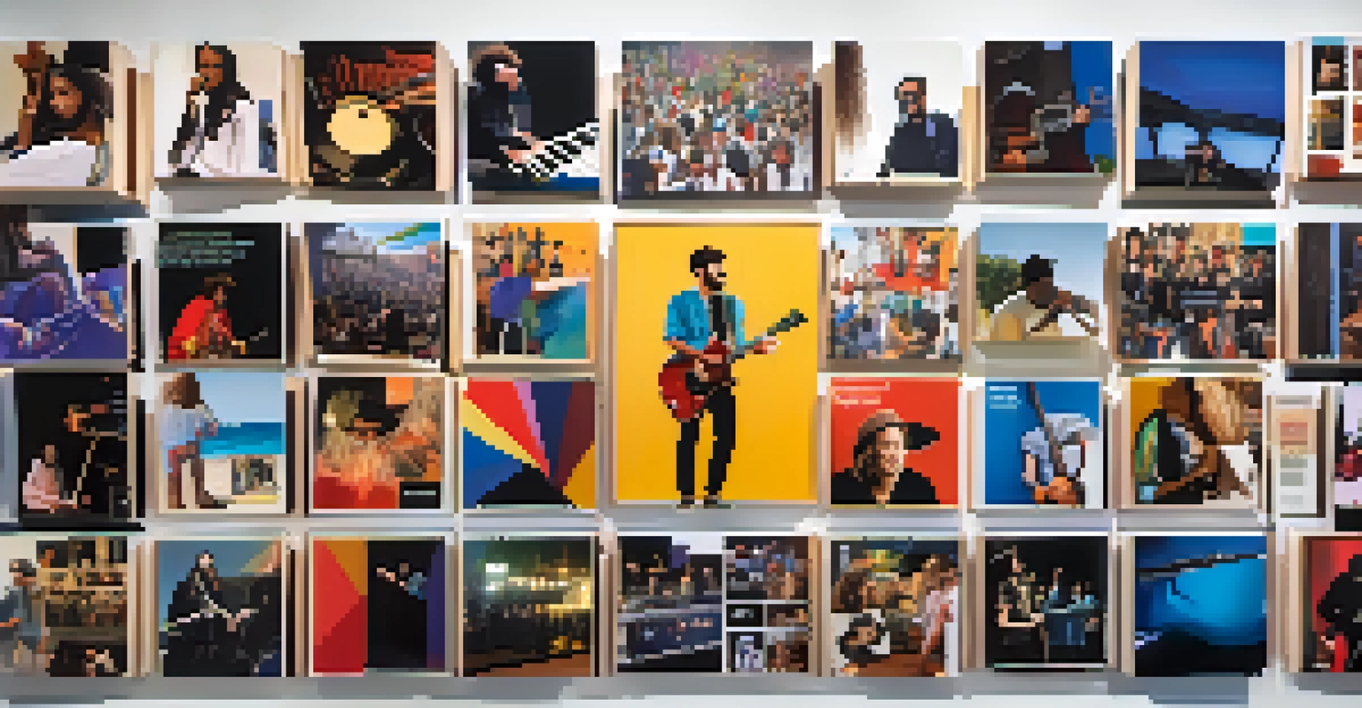 A collage of social media posts showcasing a musician's interactions and creative moments.