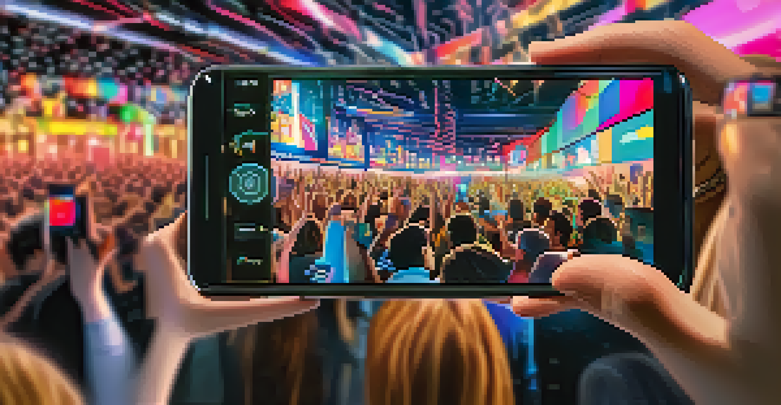 A smartphone showing an interactive music video interface with colorful choices displayed.