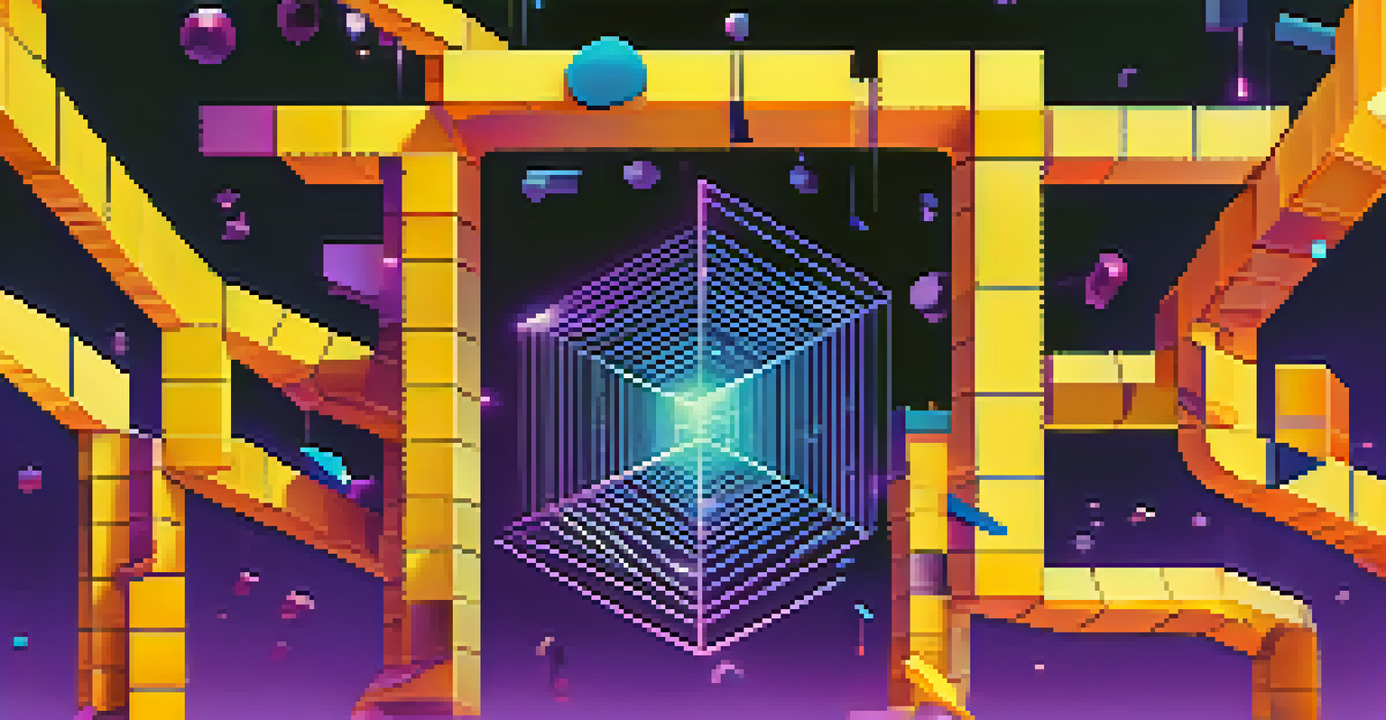 An artistic depiction of a blockchain network with musical notes integrated into the blocks.