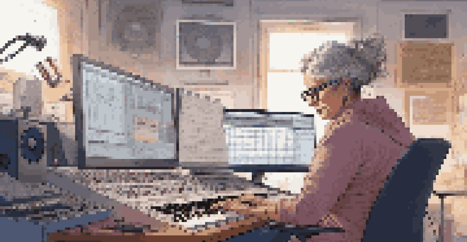 A female composer working in a modern studio, surrounded by music equipment and instruments.