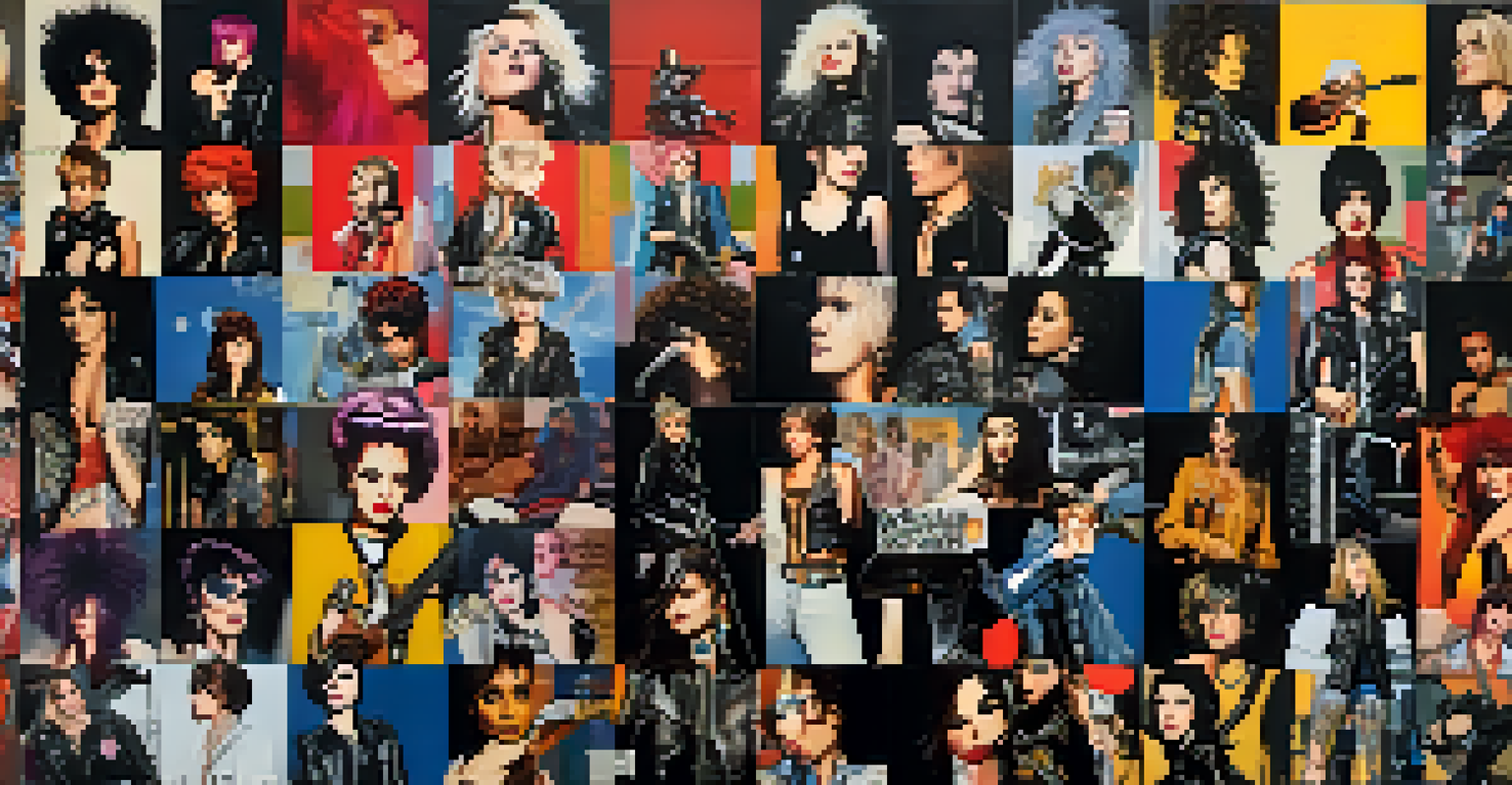 A collage featuring various female punk artists, highlighting their distinct styles and instruments against a textured background.